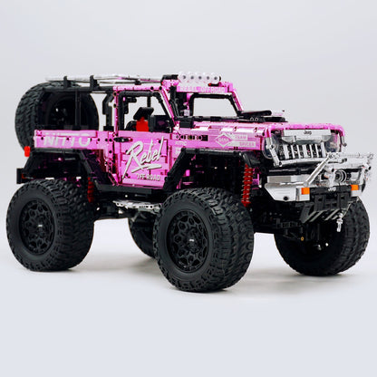 Trilumity Jeep Wrangler Off-Road Electroplating Pink Limited Edition Building Block Set, 1:6 Scale, Remote Control, 2,121-Piece
