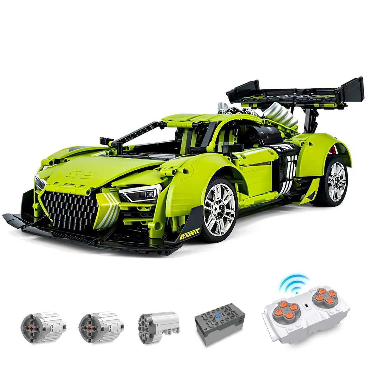 Trilumity Building Block Set: Audi R8 Green Beast, Large Rear Wing (2641-Piece)