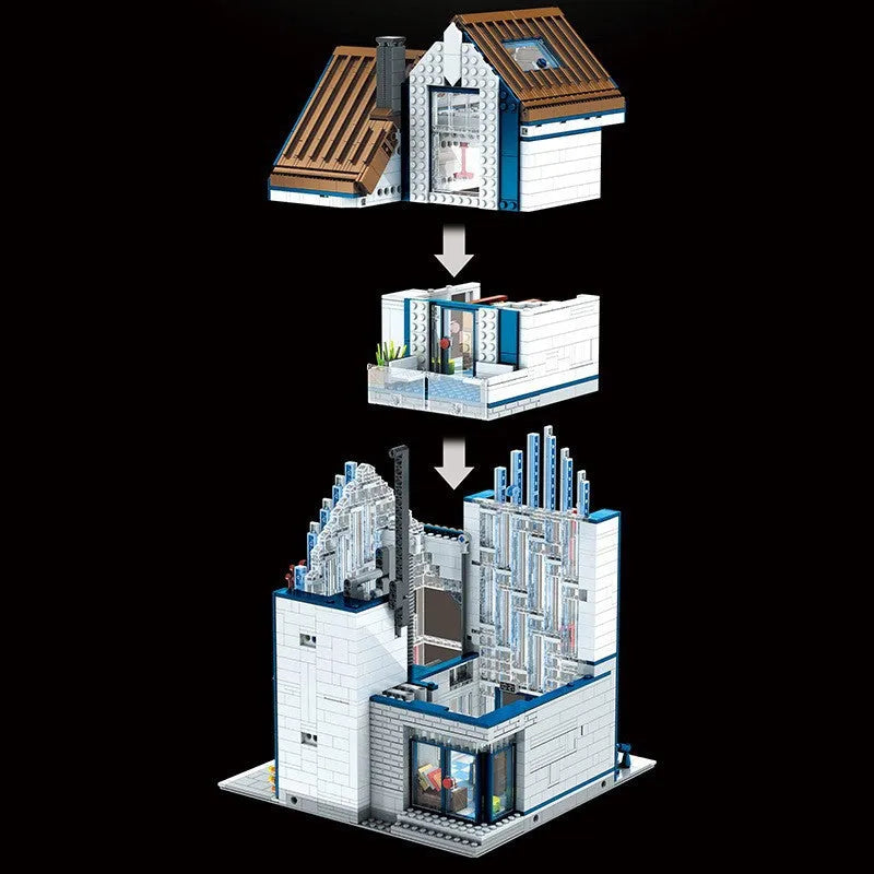 Mould King MOC Motorized Building Block Set: Modern Library, Model K16022