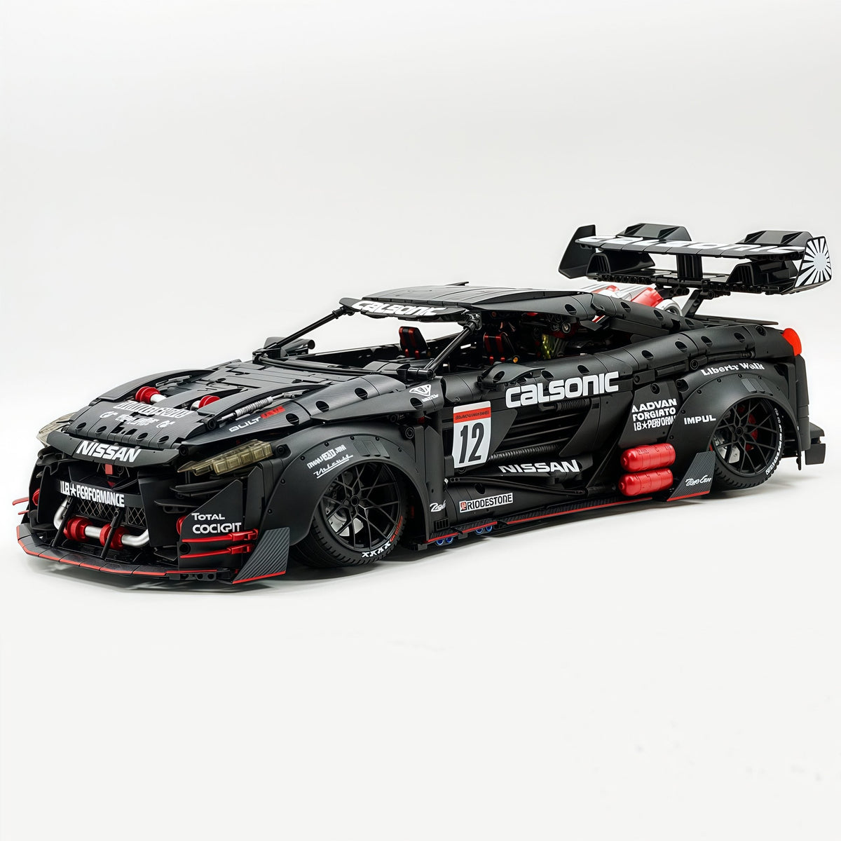 Trilumity Motorized Building Block Set: 1:8 Nissan GTR R35 Widebody Black Warrior Custom Edition | Black Beast | 3939+-Piece