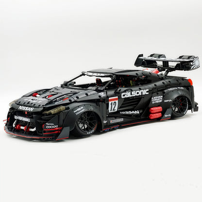 Trilumity Motorized Building Block Set: 1:8 Nissan GTR R35 Widebody Black Warrior Custom Edition | Black Beast | 3939+-Piece