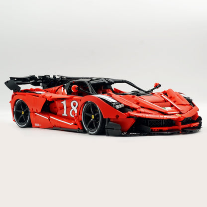 Trilumity LaFerrari FXXK EVO Custom Modified, Classic Red Building Block Set, 1:8 Scale, Remote Control, 4,739-Piece
