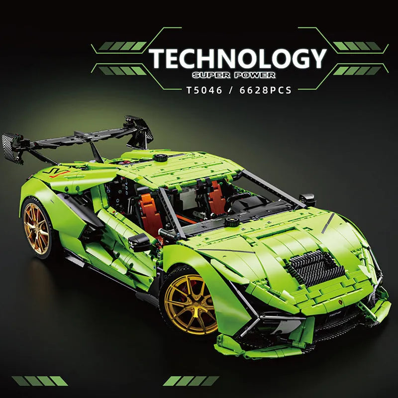 TiaGole MOC Motorized Building Block Set: Lambo Aventador SVJ Supercar, Model T5046