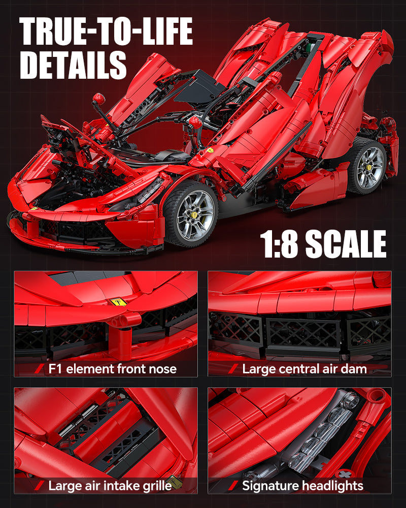 Trilumity LaFerrari C6 Sportcar, Fully Detailed Simulation Building Block Set, 1:8 Scale, Remote Control, 4,739-Piece