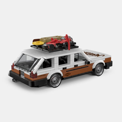 Trilumity Building Block Set: Volkswagen Santana 80s German Wagon Sleeper with Container Display Case(457-Piece)