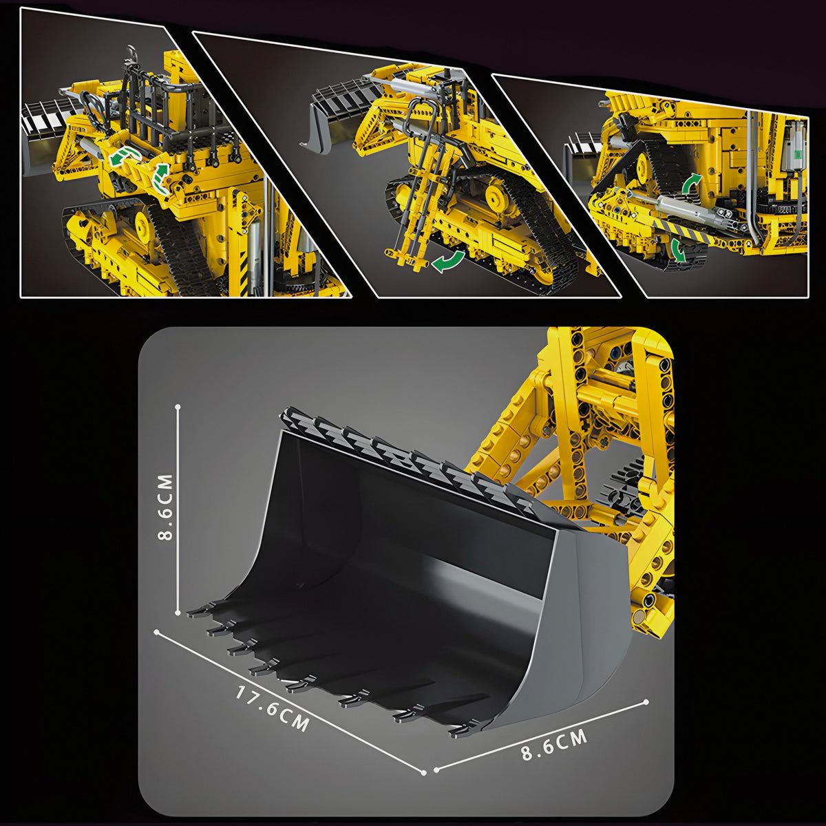 Trilumity Pneumatic Backhoe Loader Building Block Set, Remote Control, 3,960-Piece