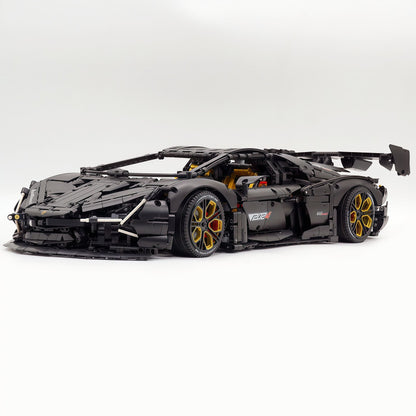 Trilumity Motorized Building Block Set: 1:8 Italian Bull Jota V12 Hypercar – Barrel Plated Matte Black Customized Edition (3260-Piece)