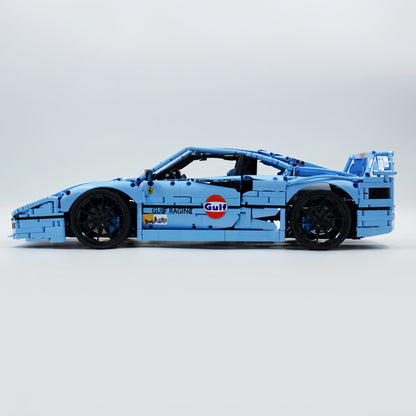 Trilumity Building Block Set: 1:8 The Ultimate 80s Turbo Icon Supercar, Gulf Blue Custom Edition (4026-Piece)
