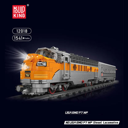 Mould King Motorized Building Block Set: USA EMD F7 WP Diesel Locomotive Train, Model K12018