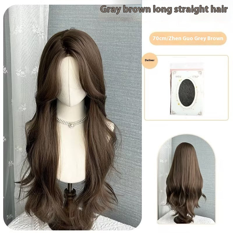Trilumity Straight Lace Front Wig in Dark Brown, styled detail