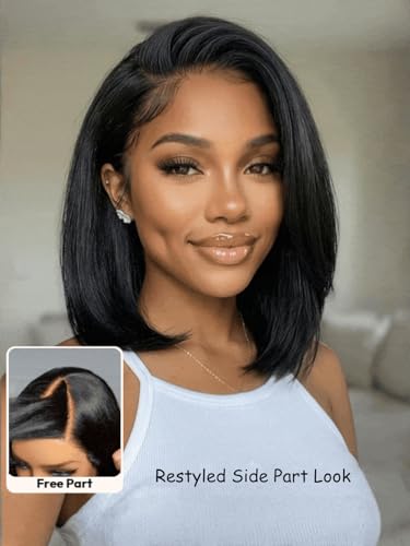 Trilumity 7X5 Lace Part Bob Straight Human Hair - Natural Black Hair Replacement Wig