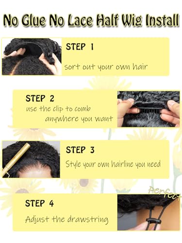 Trilumity Kinky Half For Balck Curly Human Hair - Natural Black Hair Replacement Wig