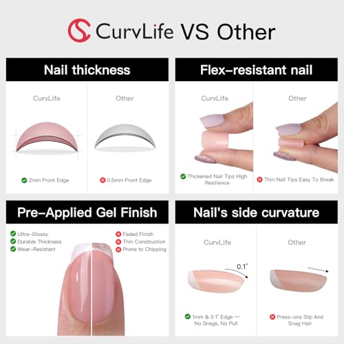 Trilumity Press On Nails Reusable Short Almond Soft Gel - Nude Pink Press On Nails