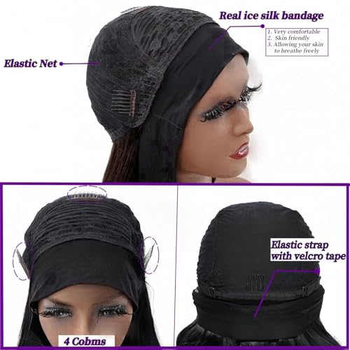 Trilumity Headband For Women Head Body Wave 100% Human Hair - Natural Color Hair Replacement Wig
