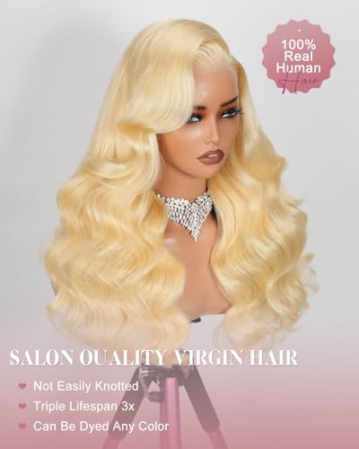 Trilumity 613 13X6 200 Density Body Wave Human Hair - Natural Black Hair Replacement Wig