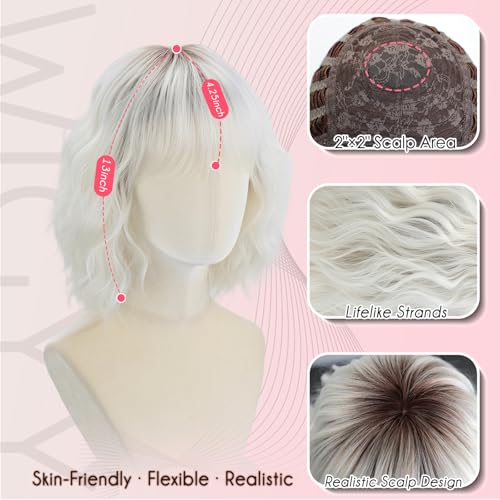 Trilumity Light Platinum Blonde Bob Synthetic Fiber - Natural Black Hair Replacement Wig