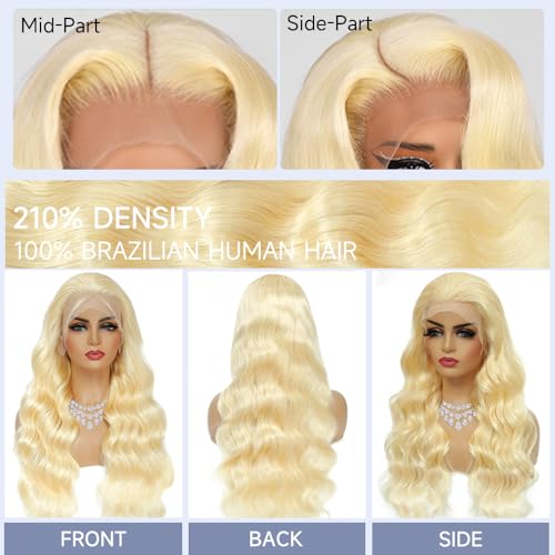 Trilumity 613 13X6 210 Density Body Wave Human Hair - Natural Black Hair Replacement Wig