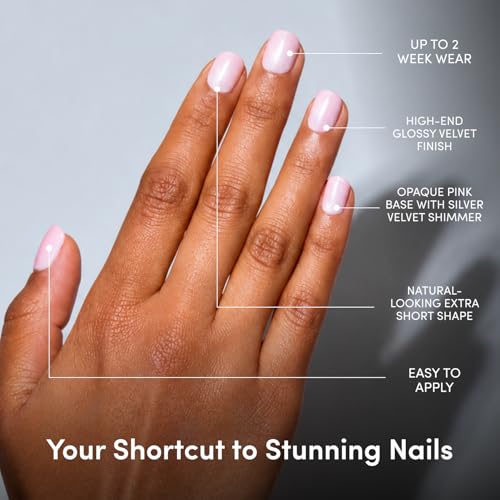 Trilumity Extra Velvet Pink Shimmer Extra Short Almond Soft Gel - Pink Press On Nails