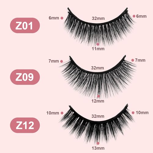 Trilumity Self Adhesive Reusable No Wispy Faux Mink Fiber - Black False Lashes
