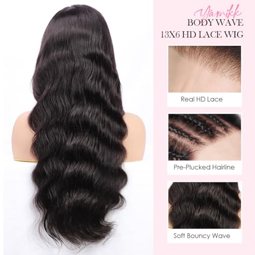 Trilumity 13X6 Front Pre Body Wave Human Hair - Natural Black Hair Replacement Wig