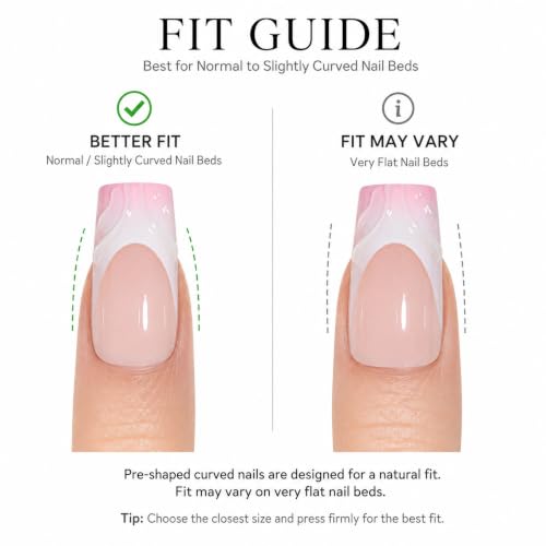 Trilumity Pink 3D Wave French Medium Square Soft Gel - Nude Pink Press On Nails