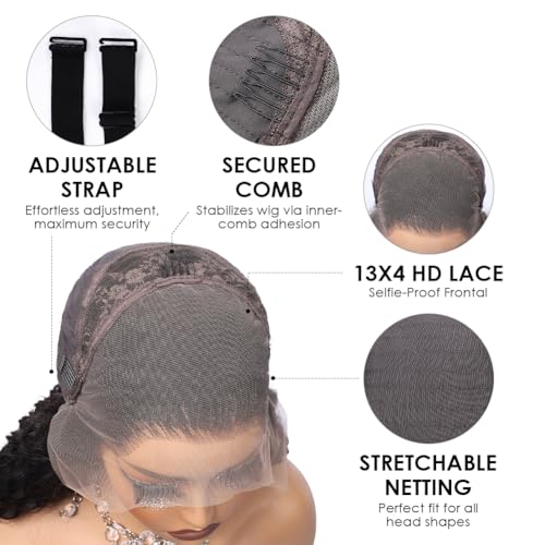 Trilumity 13X4 Hd Transparent Deep Wave Human Hair - Natural Black Hair Replacement Wig