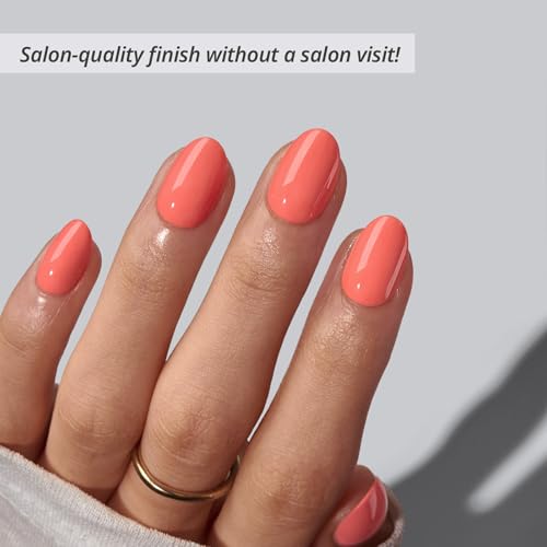 Trilumity Orange Soda Summer Nails Short Almond Soft Gel - Nude Pink Press On Nails