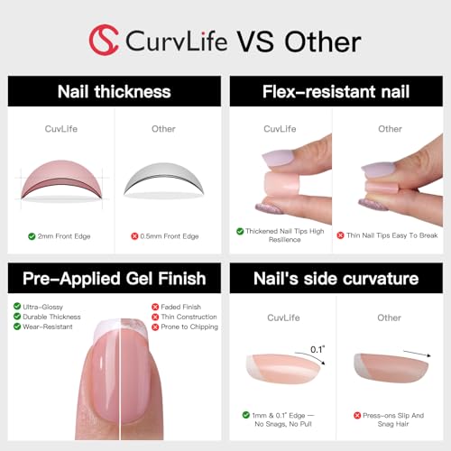 Trilumity With Apricot Design Full Short Square Soft Gel - Pink Press On Nails