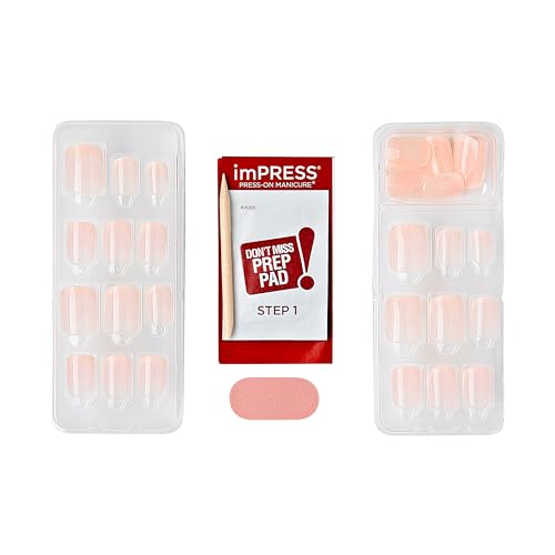 Trilumity No Glue Mani Heroic Short Squoval Gel - Bare French Press On Nails