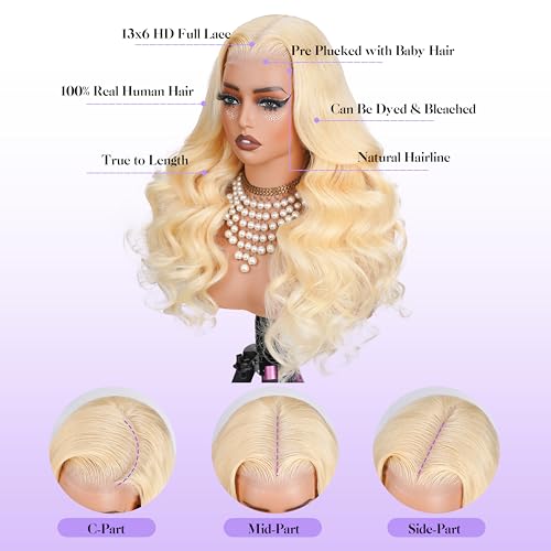 Trilumity 613 13X6 250 Density Body Wave 100% Human Hair - Natural Black Hair Replacement Wig