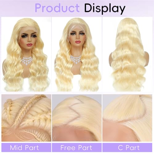 Trilumity 13X6 613 Blonde Blonde Body Wave Human Hair - Natural Black Hair Replacement Wig