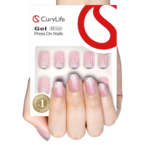 Trilumity Shining French Nail Tips Short Square Soft Gel - Nude Pink Press On Nails