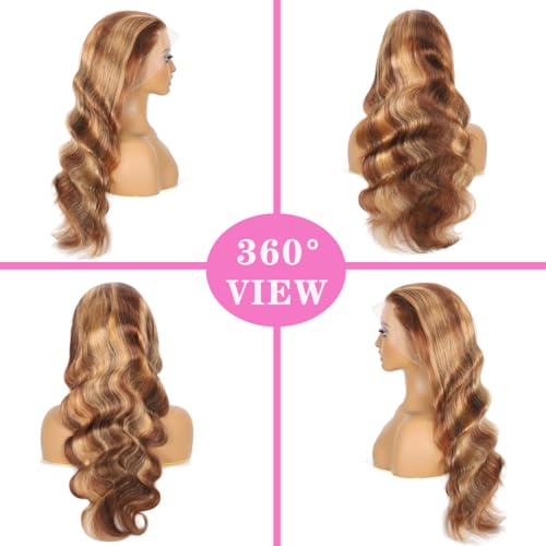 Trilumity 360 Full Lace Deep Wave Human Hair - Honey Blonde Hair Replacement Wig
