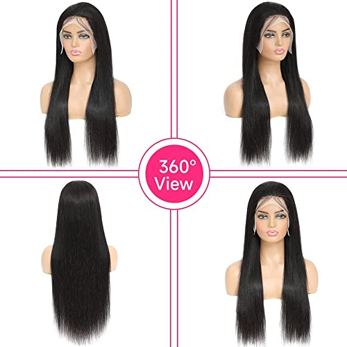 Trilumity With Baby Hair 200 Straight Human Hair - Natural Black Hair Replacement Wig