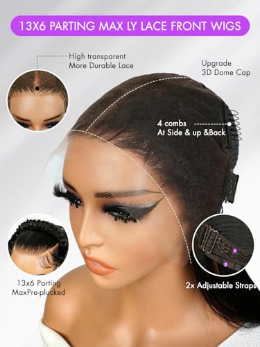 Trilumity 13X6 Straight For Women Straight Human Hair - Natural Black Hair Replacement Wig