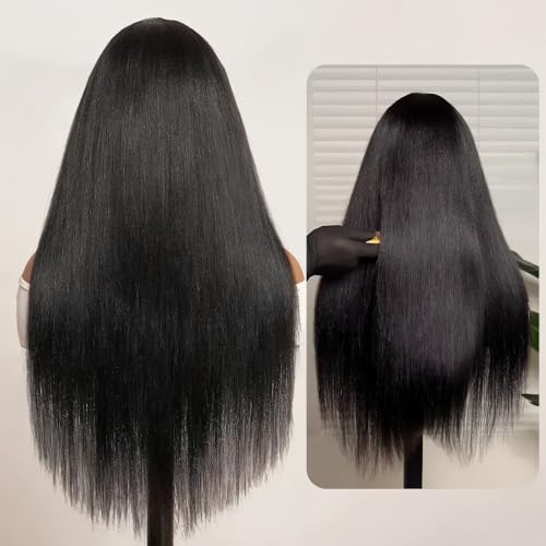 Trilumity 250 Density Straight Human Hair - Natural Black Hair Replacement Wig