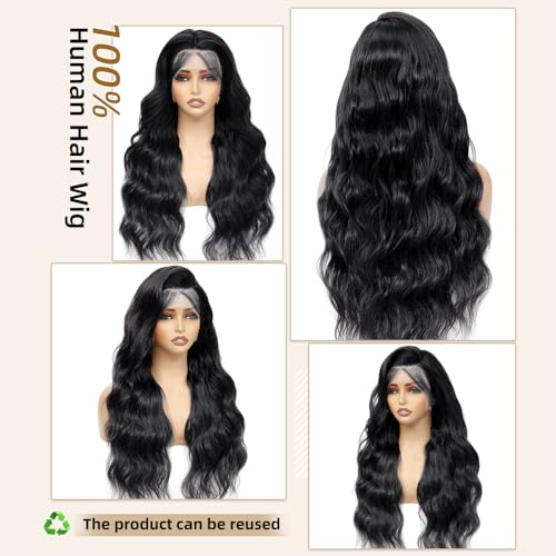 Trilumity Real 200 Density 13X6 Body Wave Human Hair - Natural Black Hair Replacement Wig