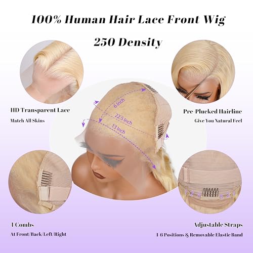 Trilumity 613 13X6 250 Density Body Wave 100% Human Hair - Natural Black Hair Replacement Wig