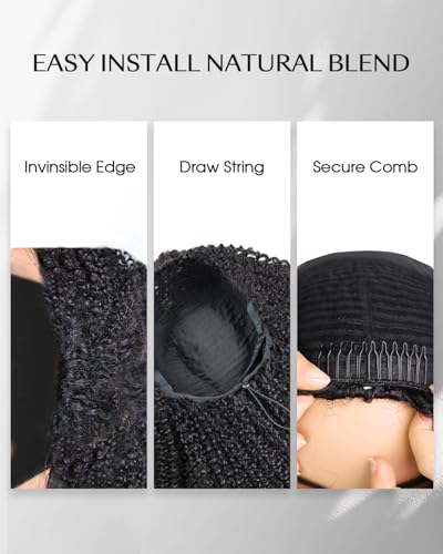 Trilumity Burmese Half Put On Curly Human Hair - Natural Black Hair Replacement Wig