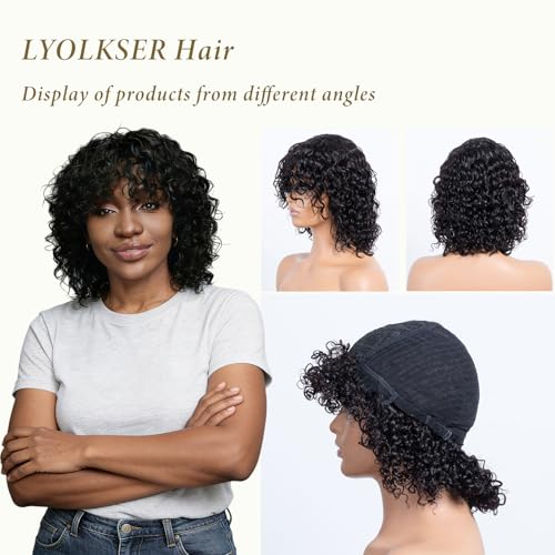 Trilumity Glueless Short Water With Water Wave Human Hair - Natural Black Hair Replacement Wig