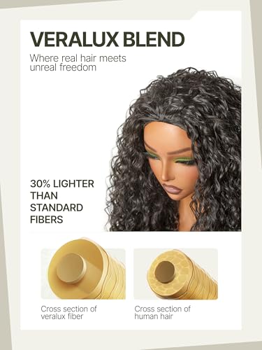Trilumity Half Curly Human Hair - Natural Black Hair Replacement Wig
