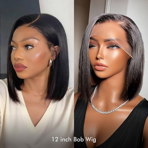Trilumity Short Bob 13X6 Straight Brazilian Virgin Hair - Natural Black Hair Replacement Wig