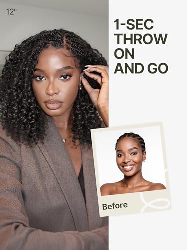 Trilumity Cruly Boho Braided Straight Human Hair - Natural Black Hair Replacement Wig