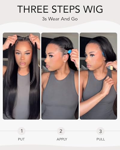 Trilumity 13X6 Straight Glueless Straight 100% Human Hair - Natural Black Hair Replacement Wig