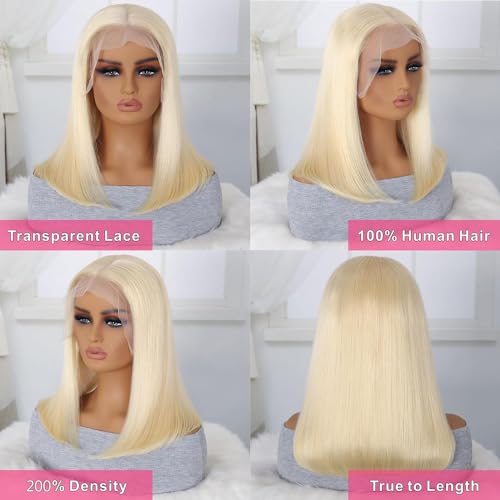 Trilumity Blonde Bob 613 13X4 Straight Human Hair - Natural Black Hair Replacement Wig