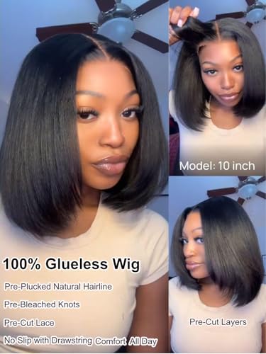 Trilumity 7X5 Lace Part Bob Straight Human Hair - Natural Black Hair Replacement Wig