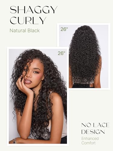 Trilumity Half Curly Human Hair - Natural Black Hair Replacement Wig