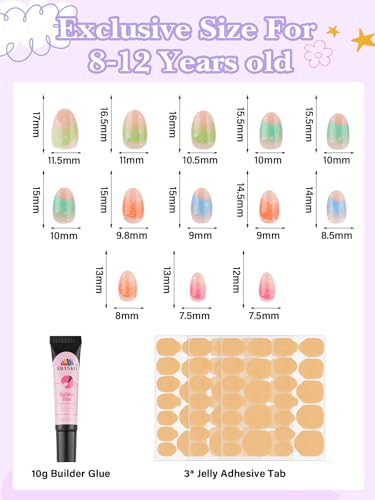 Trilumity 78 Pieces For Kids Long Almond Soft Gel - Nude Pink Press On Nails