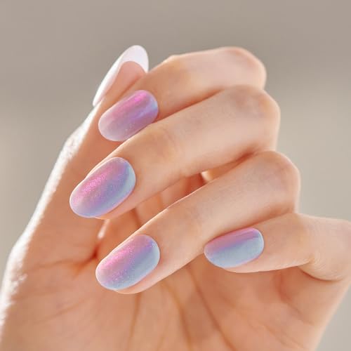 Trilumity Fly Short Oval Gel - Nude Pink Press On Nails