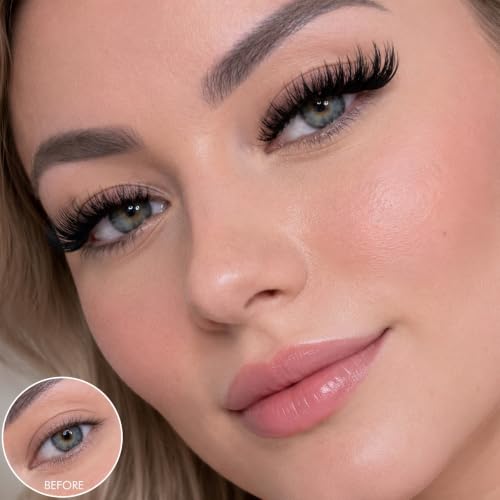 Trilumity Premium Cat Eye Lash Cat Eye Reusable Faux Mink - Clear False Lashes Set